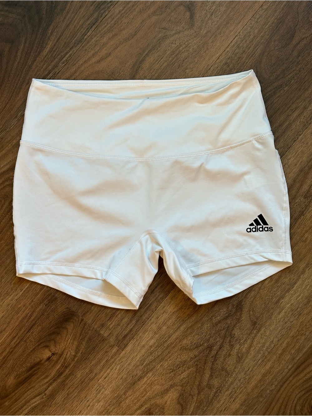 adidas White High-Rise Athletic Bike Shorts